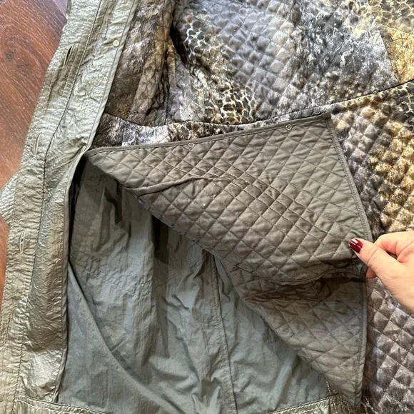 Societa Rare Vintage Women’s Metallic Coat with Leather Garn. Size 38, Italy Y2K - Picture 9 of 14